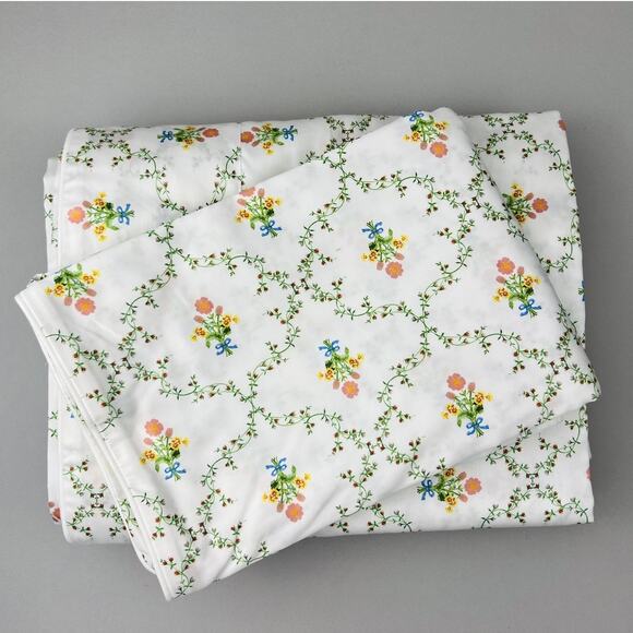 Hill House Home Sheet Set QUEEN Pastel Trellis Floral English Garden NWOT - Picture 1 of 14
